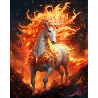 Diamantové malování - Ohnivý kůň č. 1134 - 45x60cm