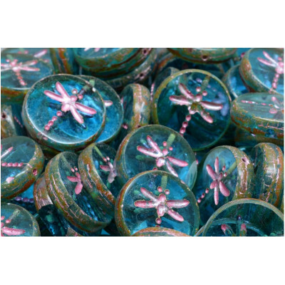 Ploškované korálky vážka 17 mm č. 43