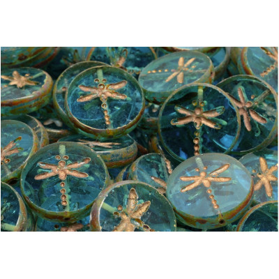 Ploškované korálky vážka 17 mm č. 44