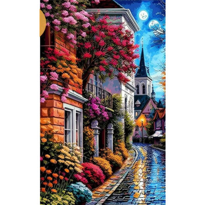 Diamantové malování - Malebná ulice č. 1155 - 65x85cm