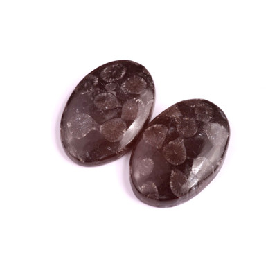 Kabošony páry Black Fossil Coral č.P91 (33x22x6mm)