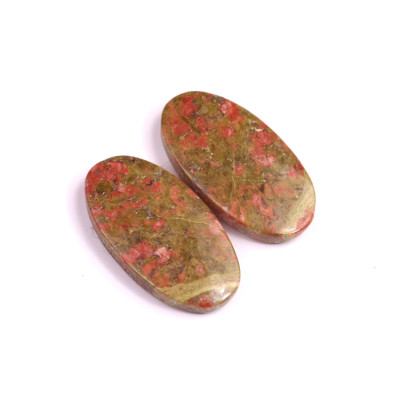Kabošony páry Unakite č.P242 (26x14x4mm)