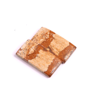 Kabošony páry Picture Jasper č.P476 (23x12x4mm)