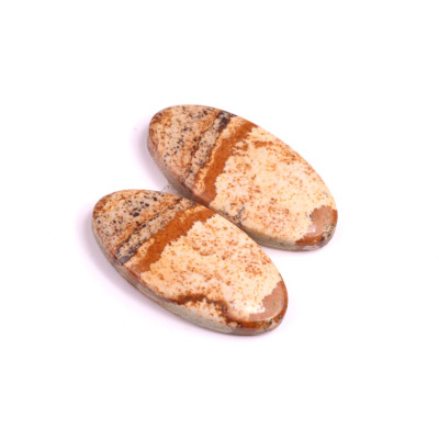 Kabošony páry Picture Jasper č.P482 (28x14x4mm)