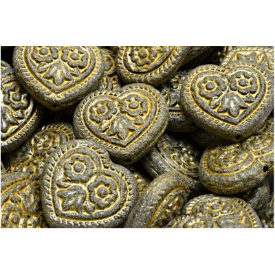 Korálky Srdíčka s květy č.5309 (17x17mm)