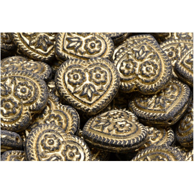 Korálky Srdíčka s květy č.5310 (17x17mm)