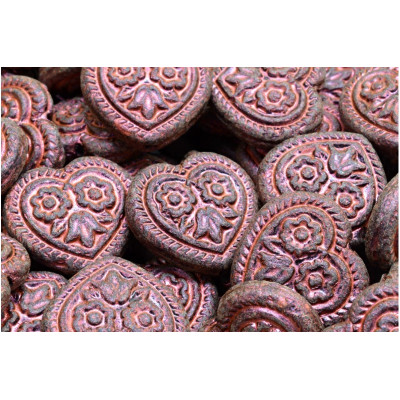 Korálky Srdíčka s květy č.5311 (17x17mm)