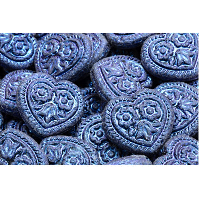 Korálky Srdíčka s květy č.5312 (17x17mm)