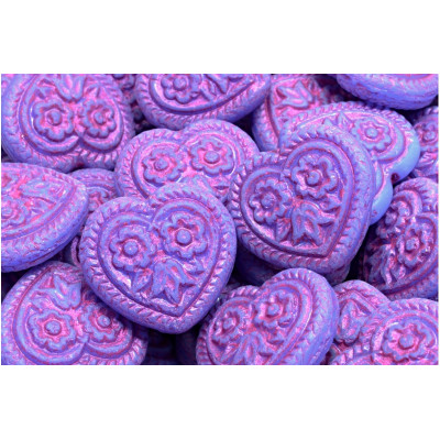 Korálky Srdíčka s květy č.5315 (17x17mm)