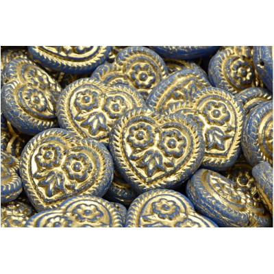 Korálky Srdíčka s květy č.5316 (17x17mm)