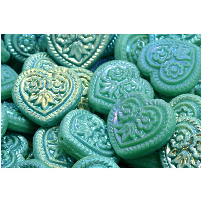 Korálky Srdíčka s květy č.5319 (17x17mm)