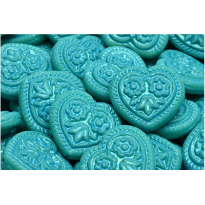 Korálky Srdíčka s květy č.5321 (17x17mm)