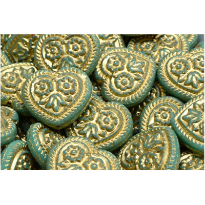 Korálky Srdíčka s květy č.5322 (17x17mm)