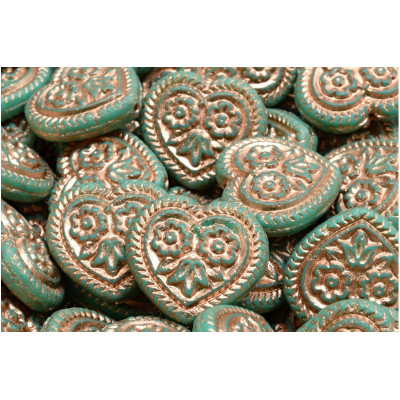 Korálky Srdíčka s květy č.5323 (17x17mm)