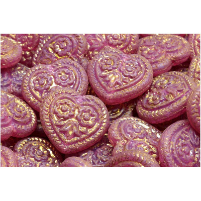 Korálky Srdíčka s květy č.5324 (17x17mm)