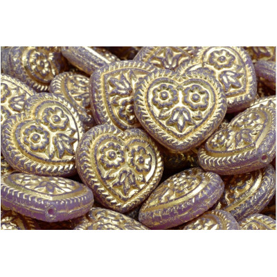 Korálky Srdíčka s květy č.5327 (17x17mm)