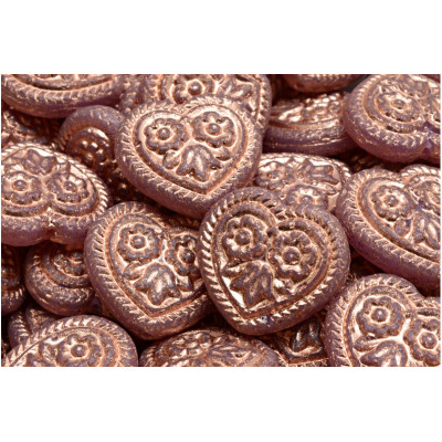 Korálky Srdíčka s květy č.5328 (17x17mm)