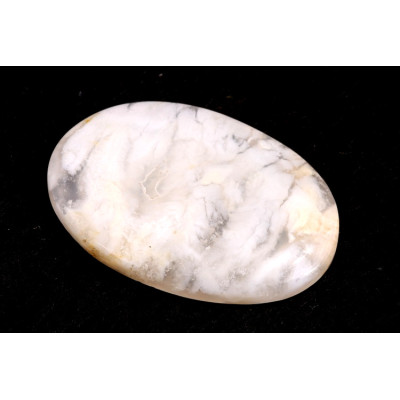 Kabošon White Feather Agate č.3489 (41x28x5mm)