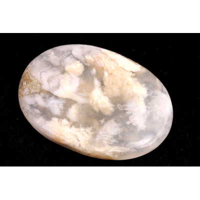 Kabošon White Feather Agate č.3494 (43x32x5mm)