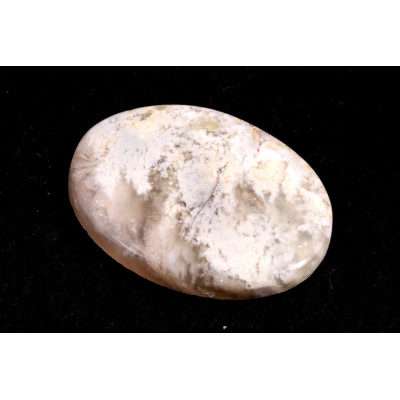 Kabošon White Feather Agate č.3509 (37x27x6mm)