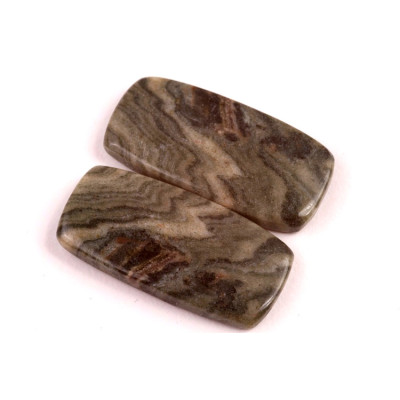 kabošony páry Silver Leaf Jasper č.P527 (28x14x4mm)