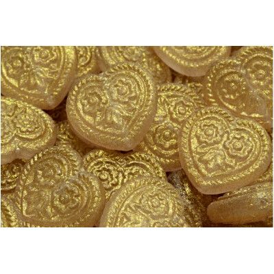 Korálky Srdíčka s květy č.5338 (17x17mm)