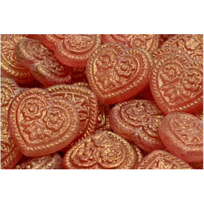 Korálky Srdíčka s květy č.5339 (17x17mm)