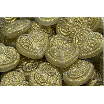 Korálky Srdíčka s květy č.5340 (17x17mm)