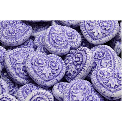 Korálky Srdíčka s květy č.5342 (17x17mm)