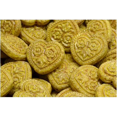 Korálky Srdíčka s květy č.5346 (17x17mm)