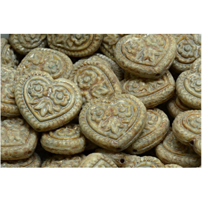 Korálky Srdíčka s květy č.5347 (17x17mm)