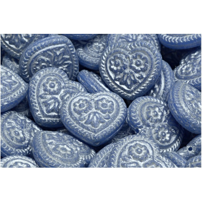 Korálky Srdíčka s květy č.5349 (17x17mm)