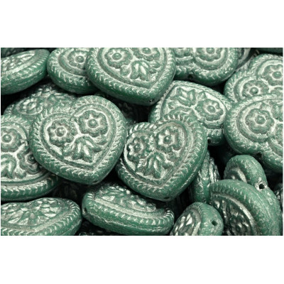 Korálky Srdíčka s květy č.5350 (17x17mm)