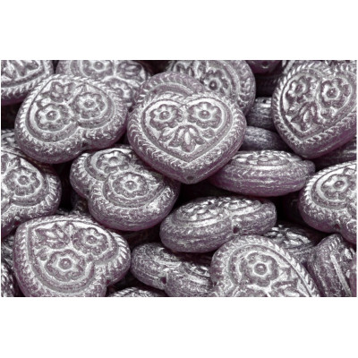 Korálky Srdíčka s květy č.5351 (17x17mm)