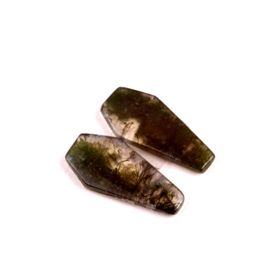 Kabošony páry Moss Quartz č.P651 (23x11x3mm)