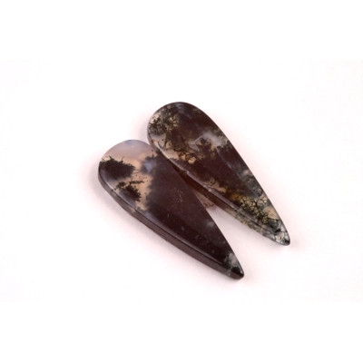 Kabošony páry Moss Quartz č.P657 (28x9x3mm)