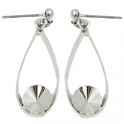 Náušnice bimbací kapka Rivoli 8mm Rhodium (10111)