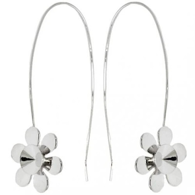 Náušnice BIG FLOWER/Rivoli 8mm Rhodium (10549)