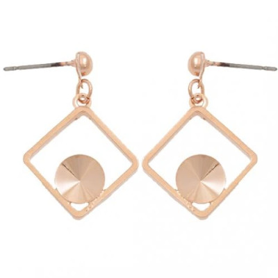 Náušnice bimbací čtverec Rivoli 8mm Rose Gold (11488)