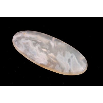 Kabošon White Feather Agate č.3495 (41x18x4mm)