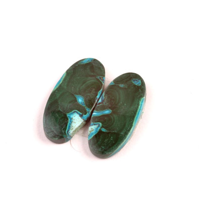 Kabošony páry Malachit Chrysocolla č.P351 (26x12x4mm)