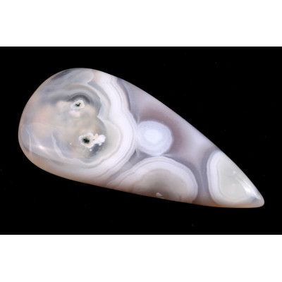 Kabošon Orbicular White Agate č.6142 (51x24x8mm)