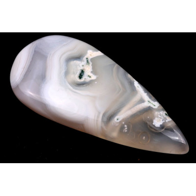 Kabošon Orbicular White Agate č.6150 (53x24x9mm)