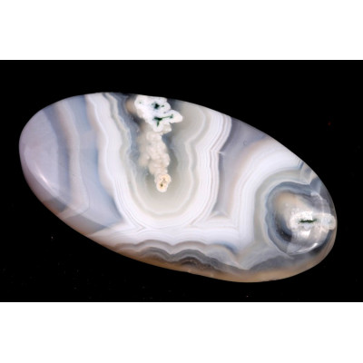 Kabošon Orbicular White Agate č.6153 (42x22x7mm)
