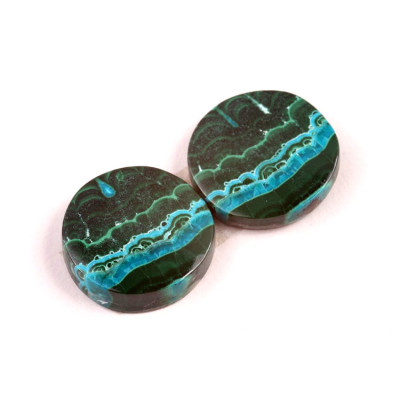 Kabošony páry Malachit Chrysocolla č.P680 (19x5mm)