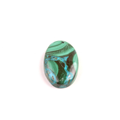 Vrtaný kabošon Malachit Chrysocolla č.V33 (28x19x6mm)