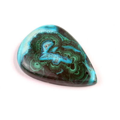 Vrtaný kabošon Malachit Chrysocolla č.V35 (36x25x6mm)