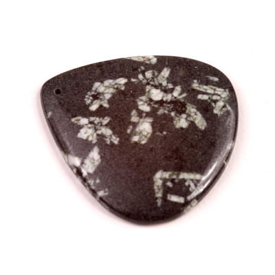 Vrtaný kabošon Jaspis Čínské Písmo č.V94 (37x34x5mm)