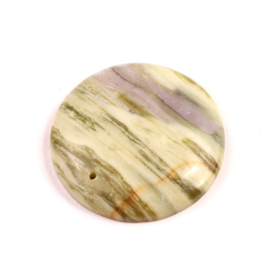 Vrtaný kabošon Green Serpentine č.V101 (31x6mm)