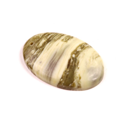 Vrtaný kabošon Green Serpentine č.V102 (35x23x6mm)